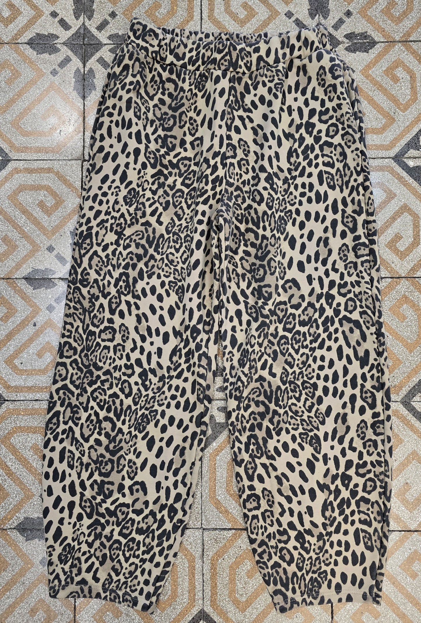 Pantalone Felpa Cotone Felpato Ovetto Elastico Vita