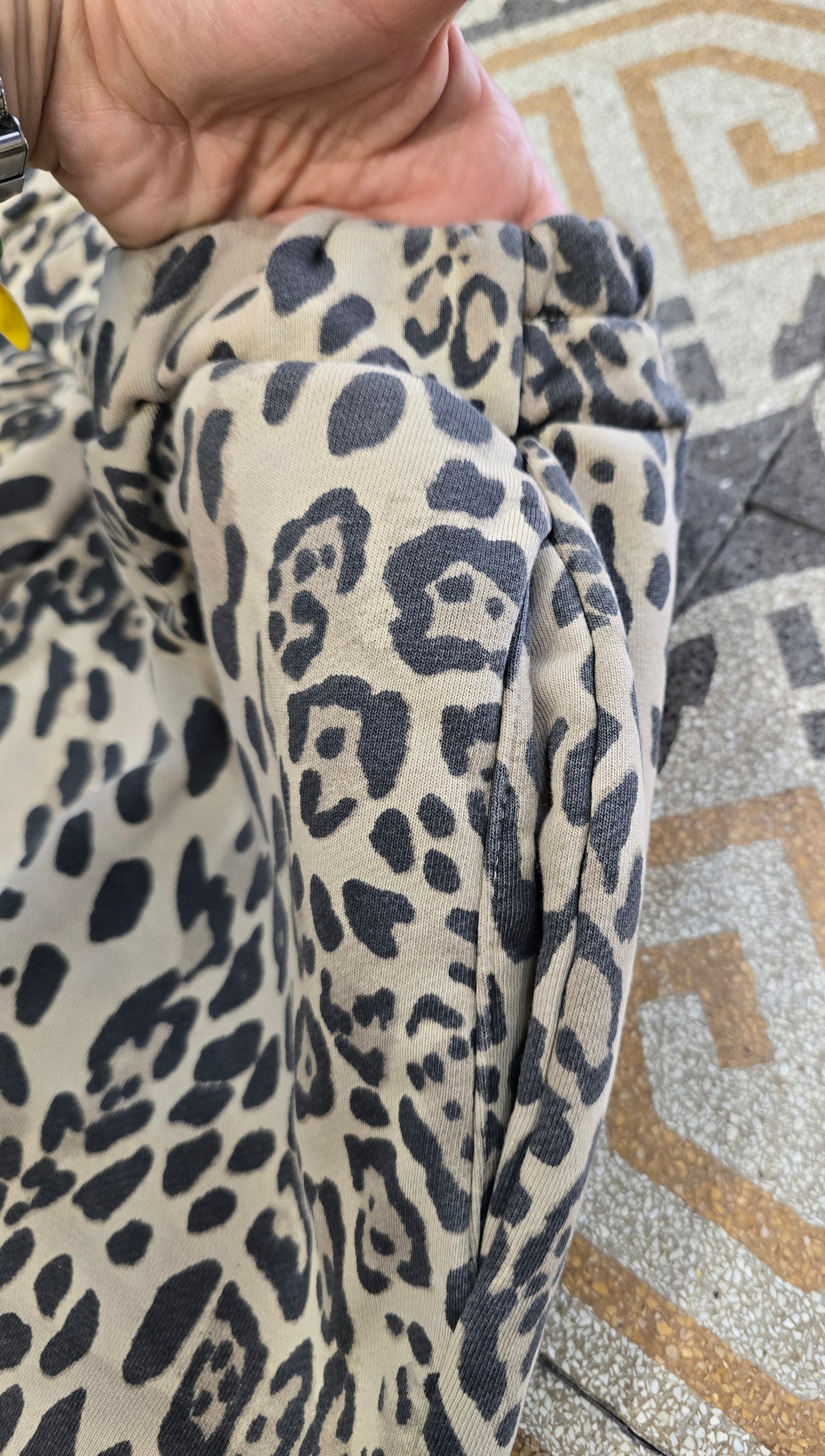 Pantalone Felpa Cotone Felpato Ovetto Elastico Vita