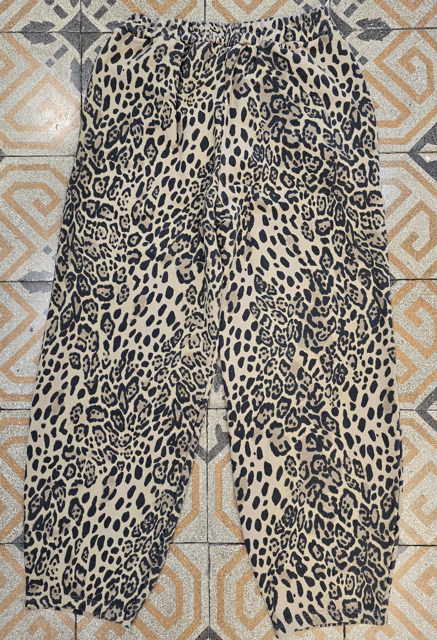 Pantalone Felpa Cotone Felpato Ovetto Elastico Vita