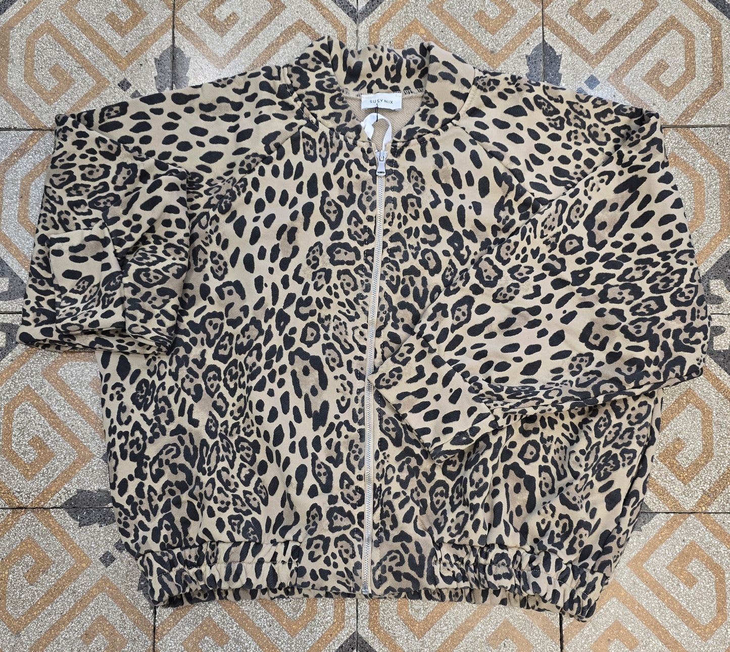 Bomber Felpa Felpata Cotone Stampa Animalier Taglia Unica