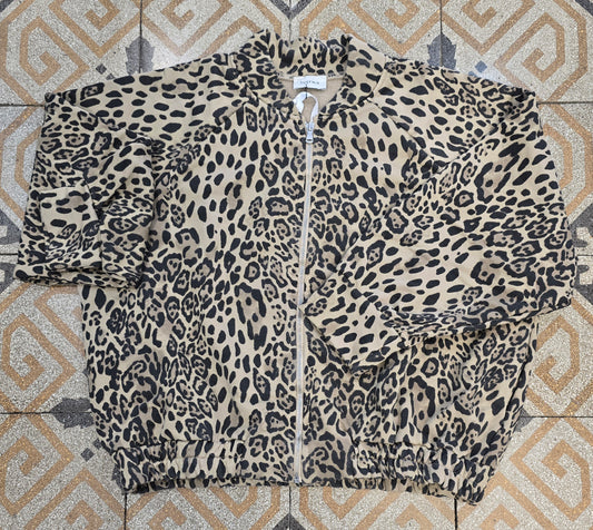 Bomber Felpa Felpata Cotone Stampa Animalier Taglia Unica