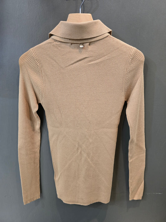 Maglia Costine Treccia Verticale Davanti Polo