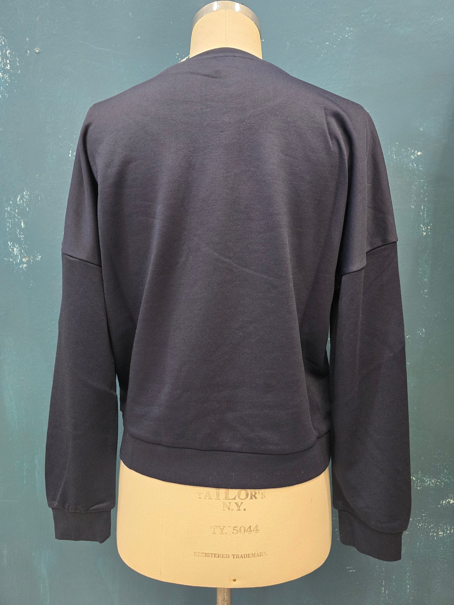 Felpa Paricollo Cotone Felpato Blu Borchie Davanti Taglia 42