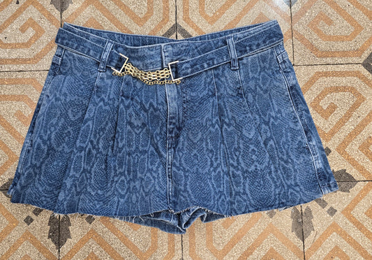 Shorts Denim Effetto Pitonato Taglia 42