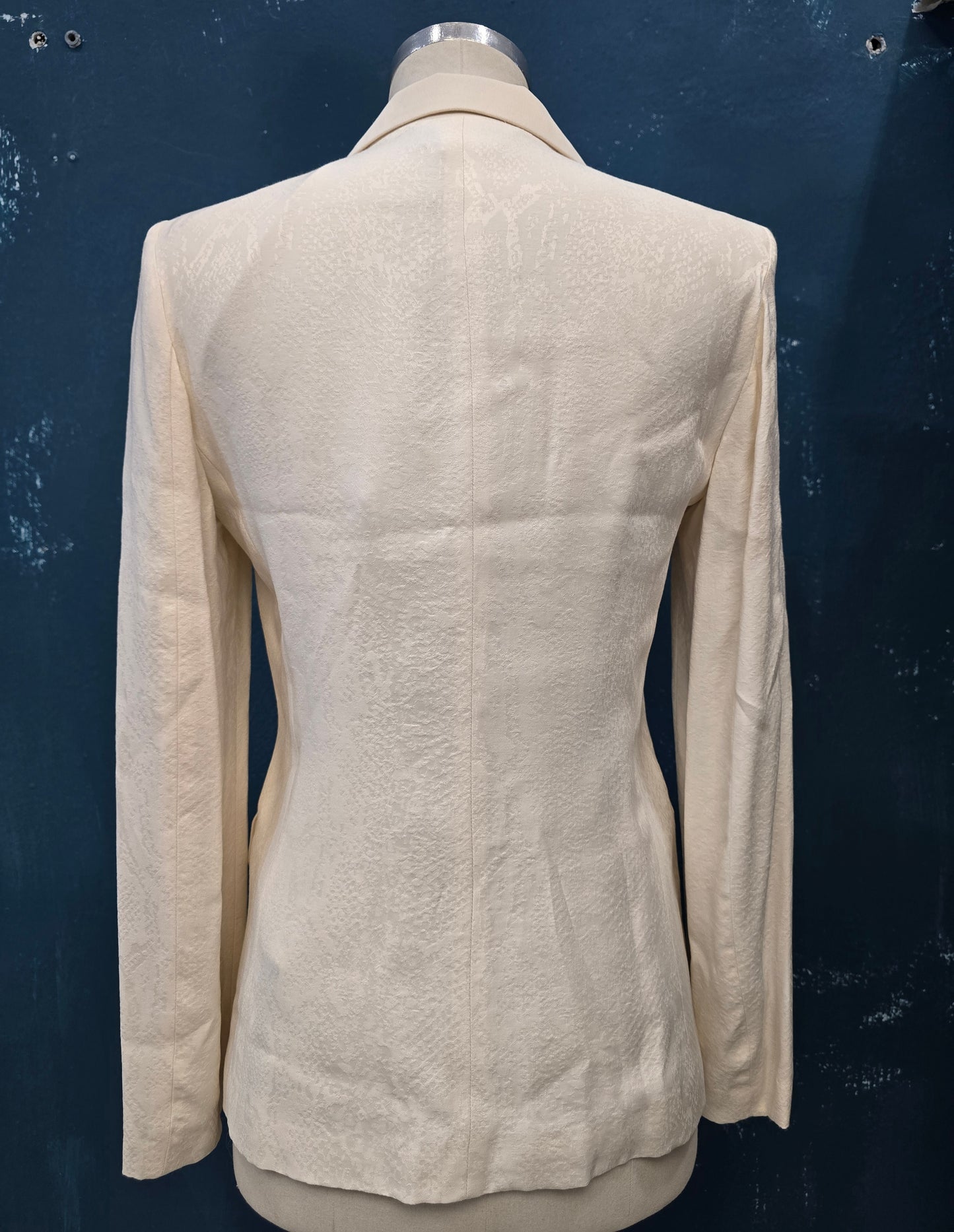 Blazer Raso Operato Tono Tono Avorio Appoggiato Taglia 42