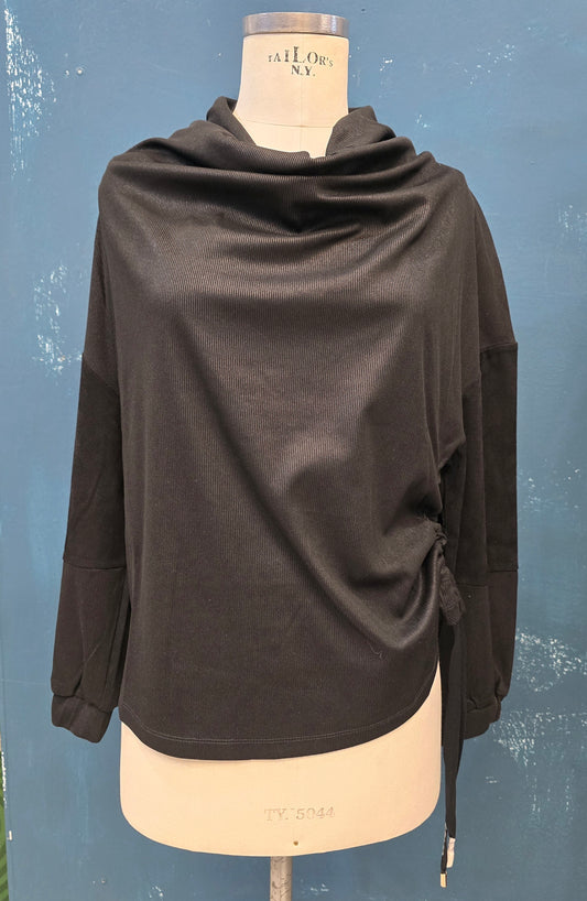 Felpa Morbida Collo Anello Arricciatura Fianco Nero Taglia 42