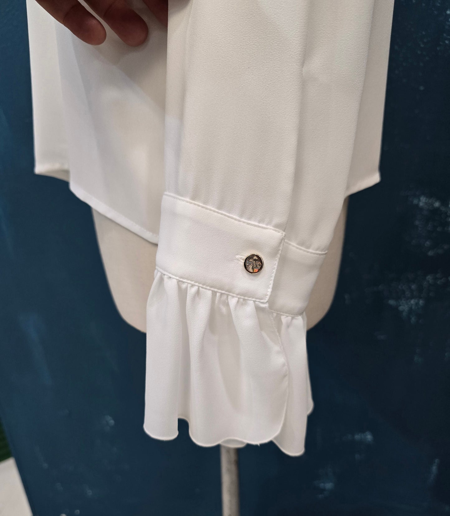 Camicia Colletto Jabot Davanti Manica Lunga Gala Fondo Bianco Taglia 42