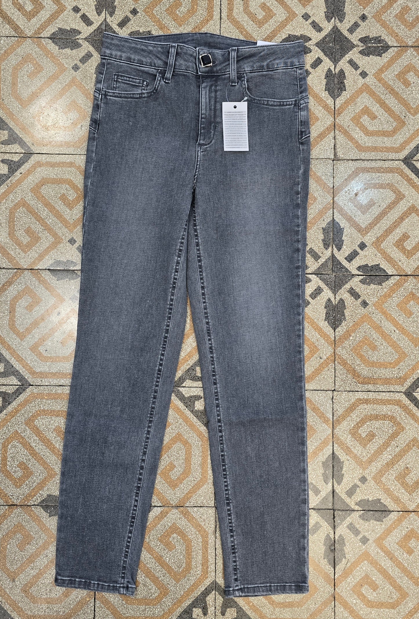 Jeans Elasticizzato Skinny Grigio Medio Taglia 42