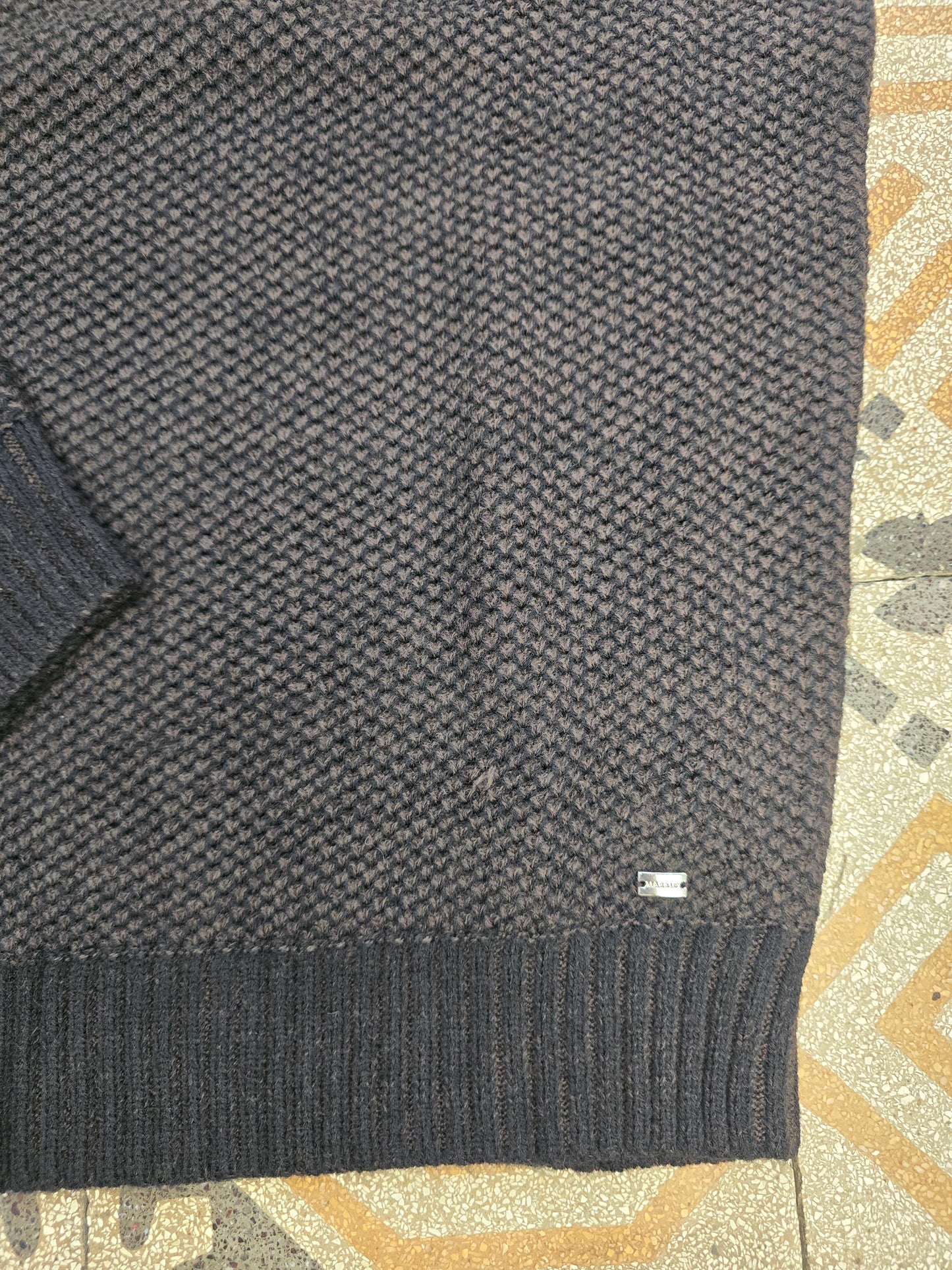 Maglia Paricollo Misto Lana Pannocchia Nero Marrone