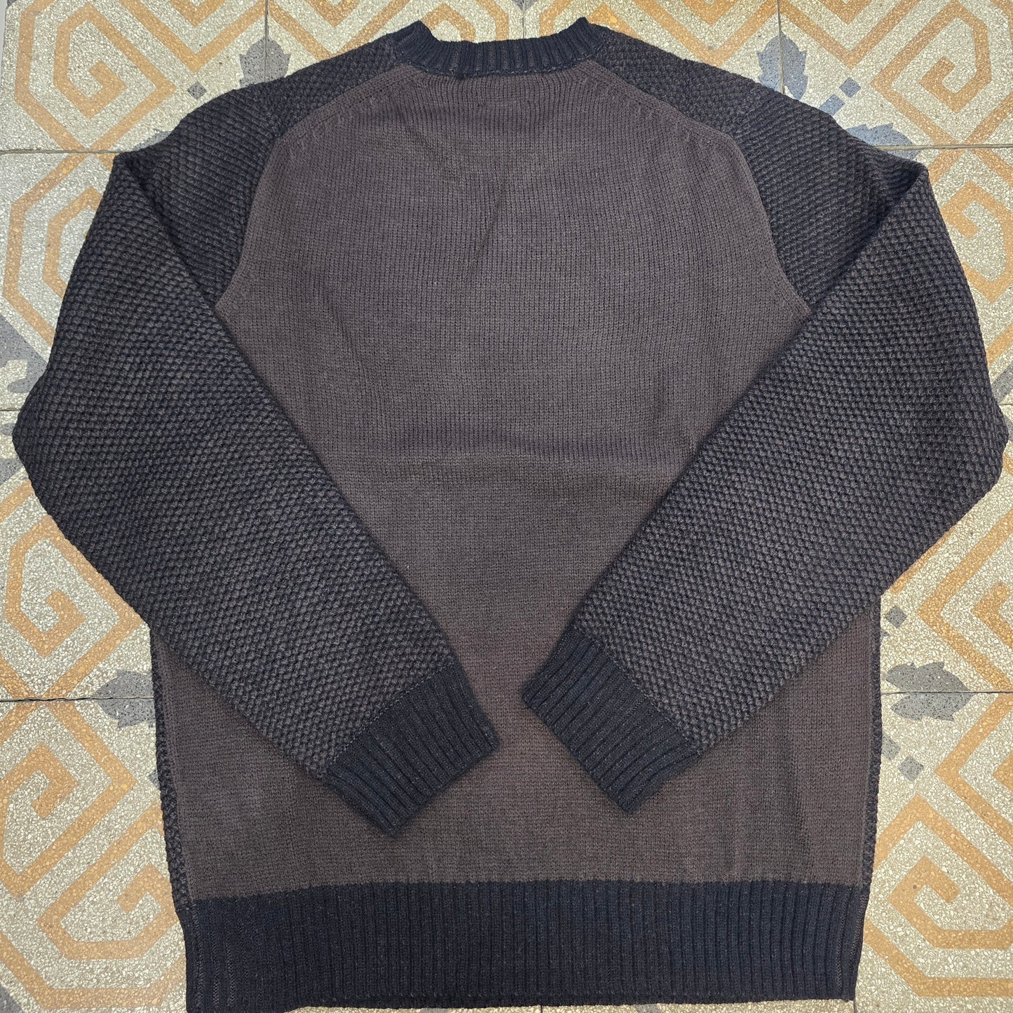 Maglia Paricollo Misto Lana Pannocchia Nero Marrone