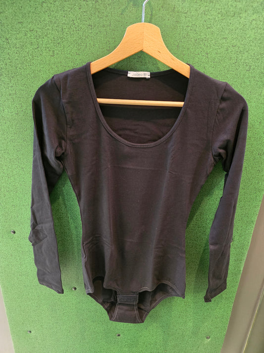 Body Caldo Cotone Scollatura Rotonda Aderente Nero