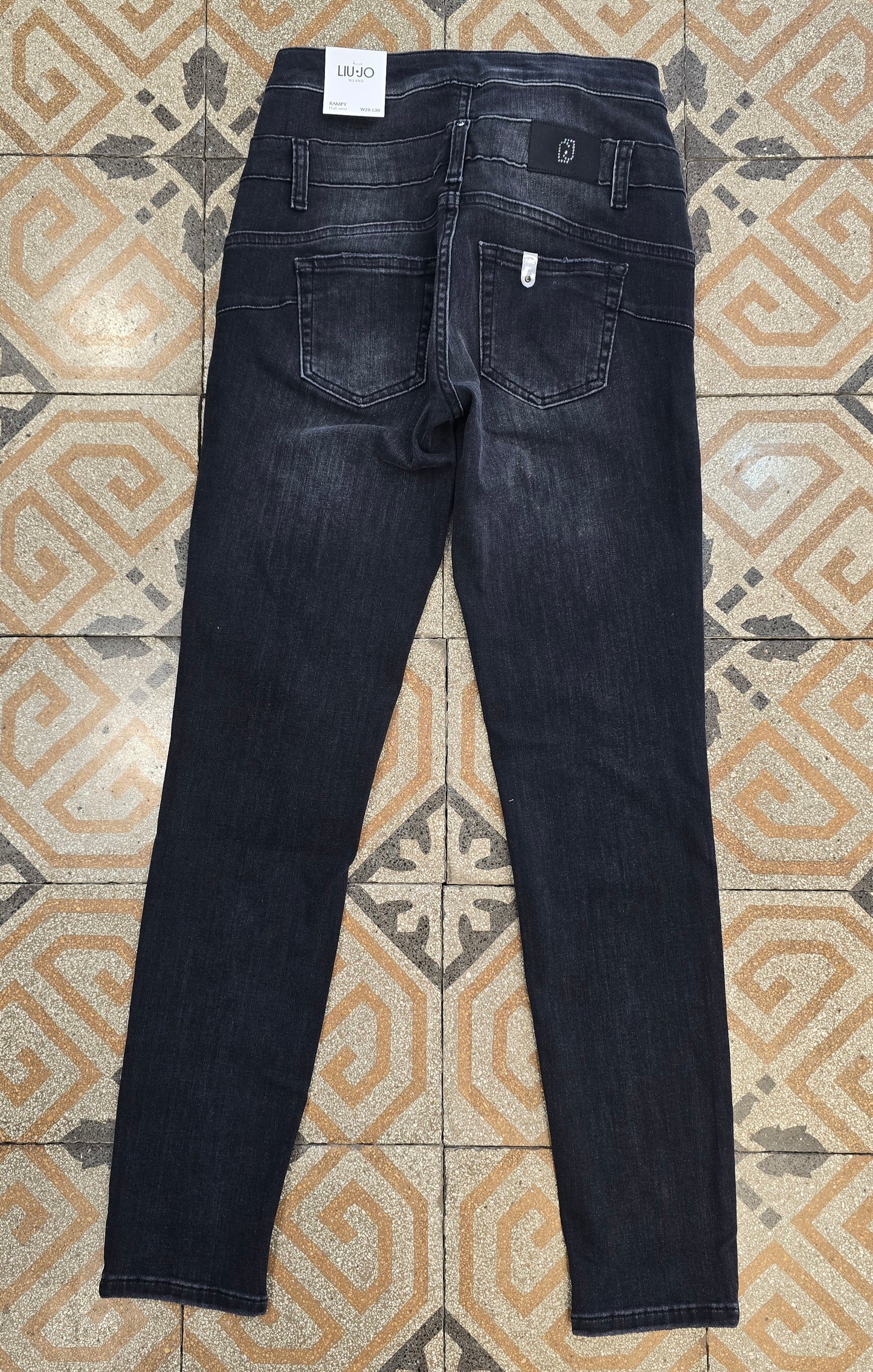 Jeans Elasticizzato Vita Alta Skinny Nero Blu Taglia 42