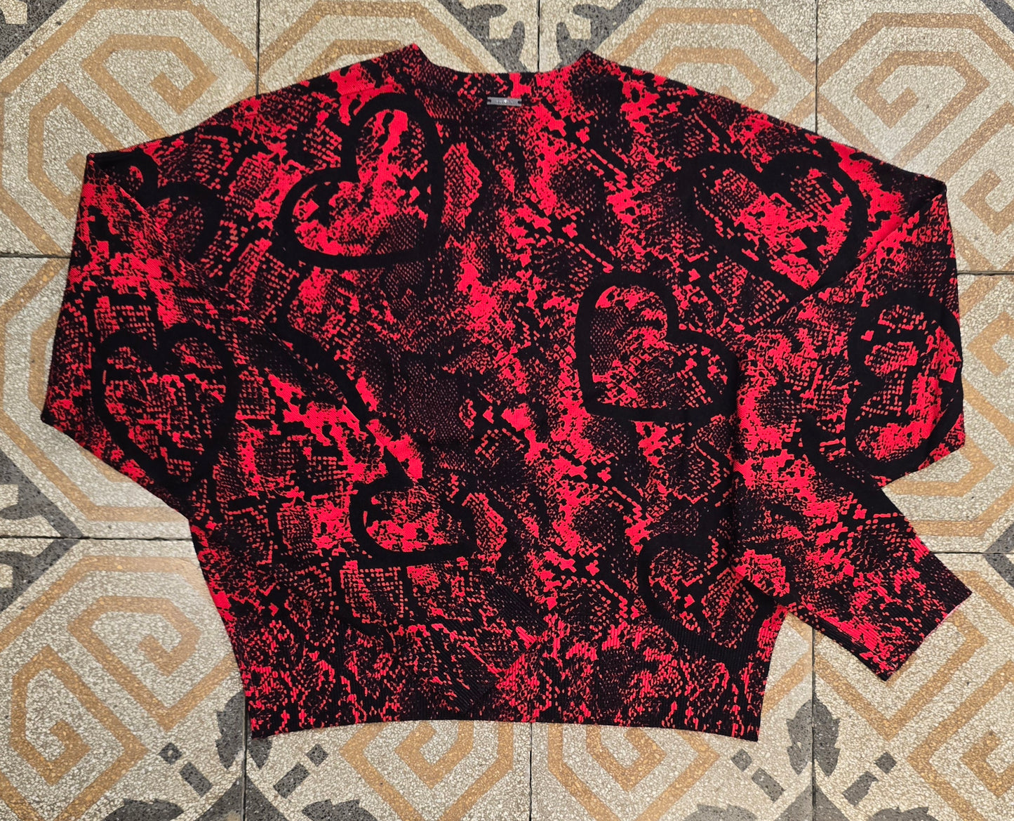 Maglia Viscosa Corta Fantasia Animalier Scollo V Taglia 42