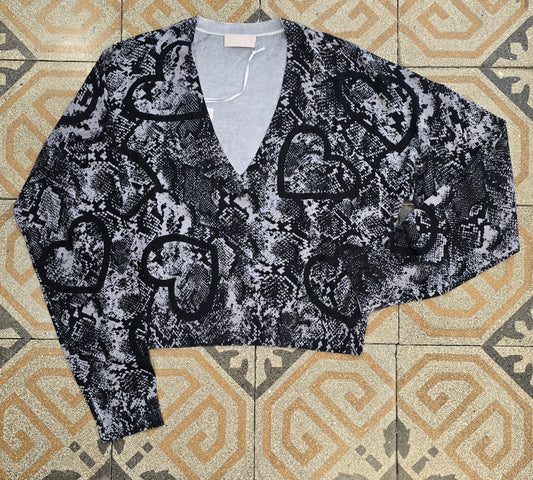 Maglia Viscosa Corta Fantasia Animalier Scollo V Taglia 42