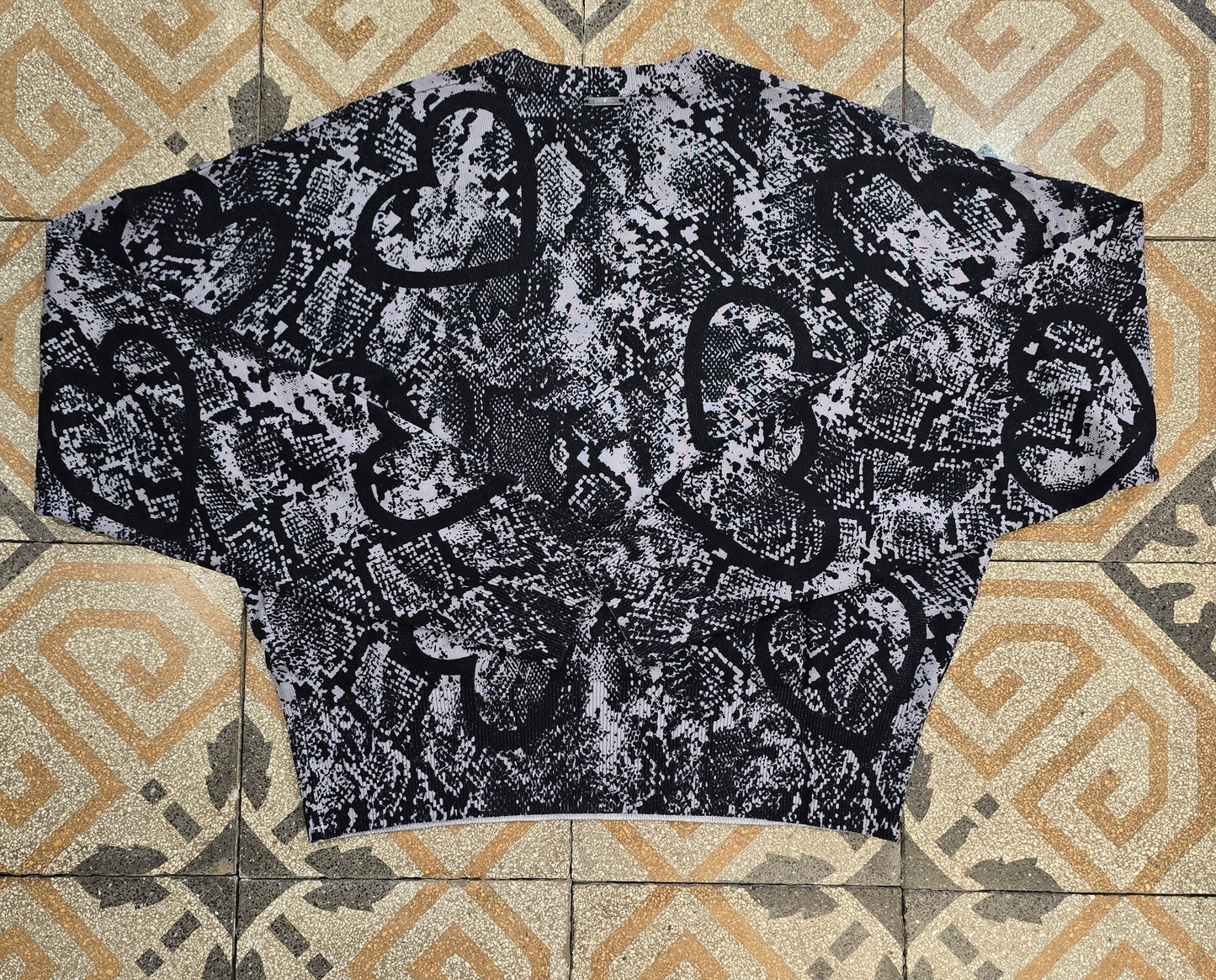 Maglia Viscosa Corta Fantasia Animalier Scollo V Taglia 42