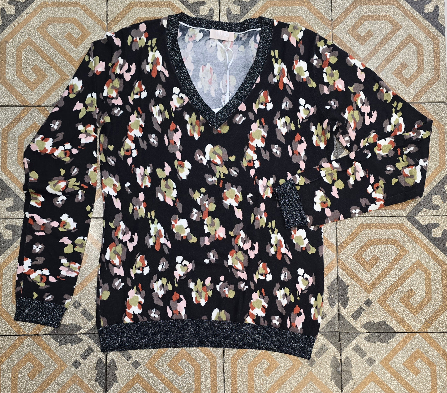 Maglia Viscosa Fantasia Floreale Scollatura V Taglia 42