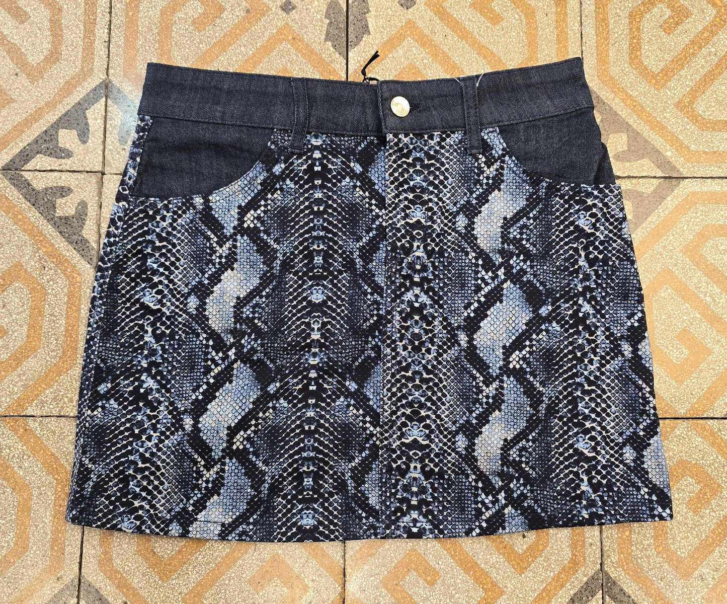 Minigonna Fantasia Rifinita Denim Floreale Animalier Taglia 42