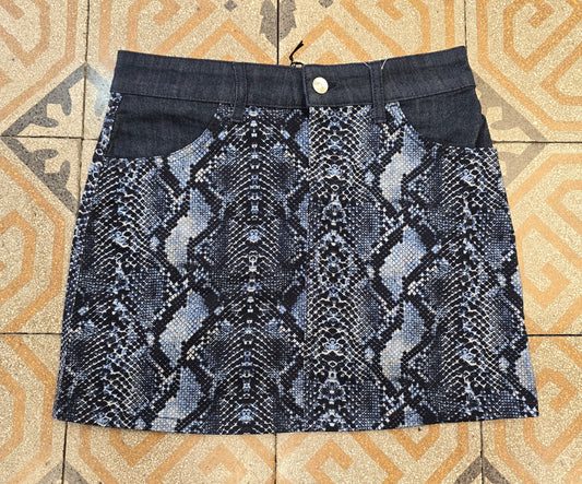 Minigonna Fantasia Rifinita Denim Floreale Animalier Taglia 42