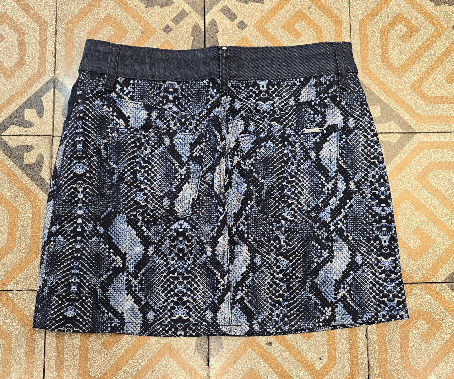 Minigonna Fantasia Rifinita Denim Floreale Animalier Taglia 42