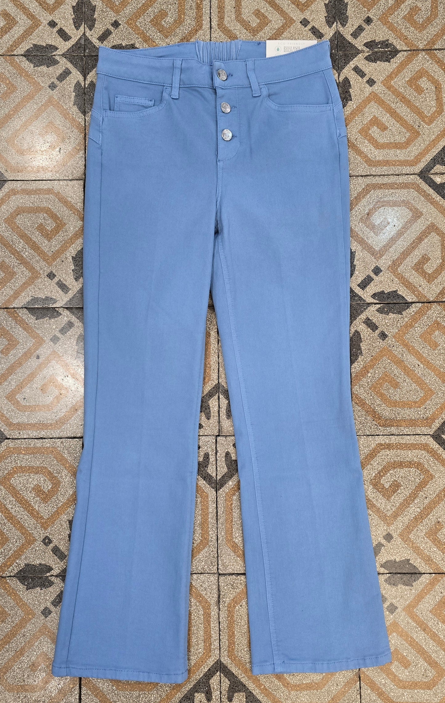 Jeans Elasticizzato Denim Colorato Azzurro Zampetta Taglia 42