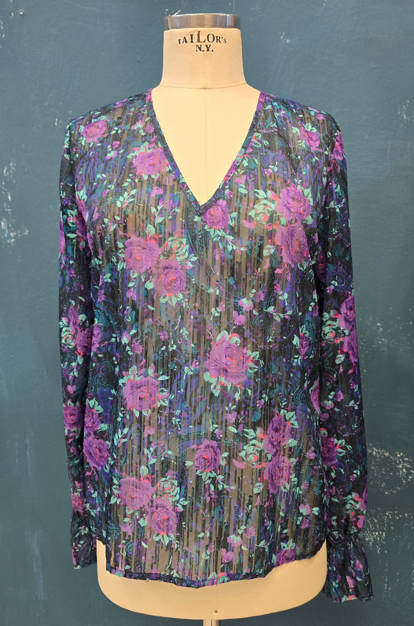 Blusa Fantasia Floreale Scollo V Taglia 42