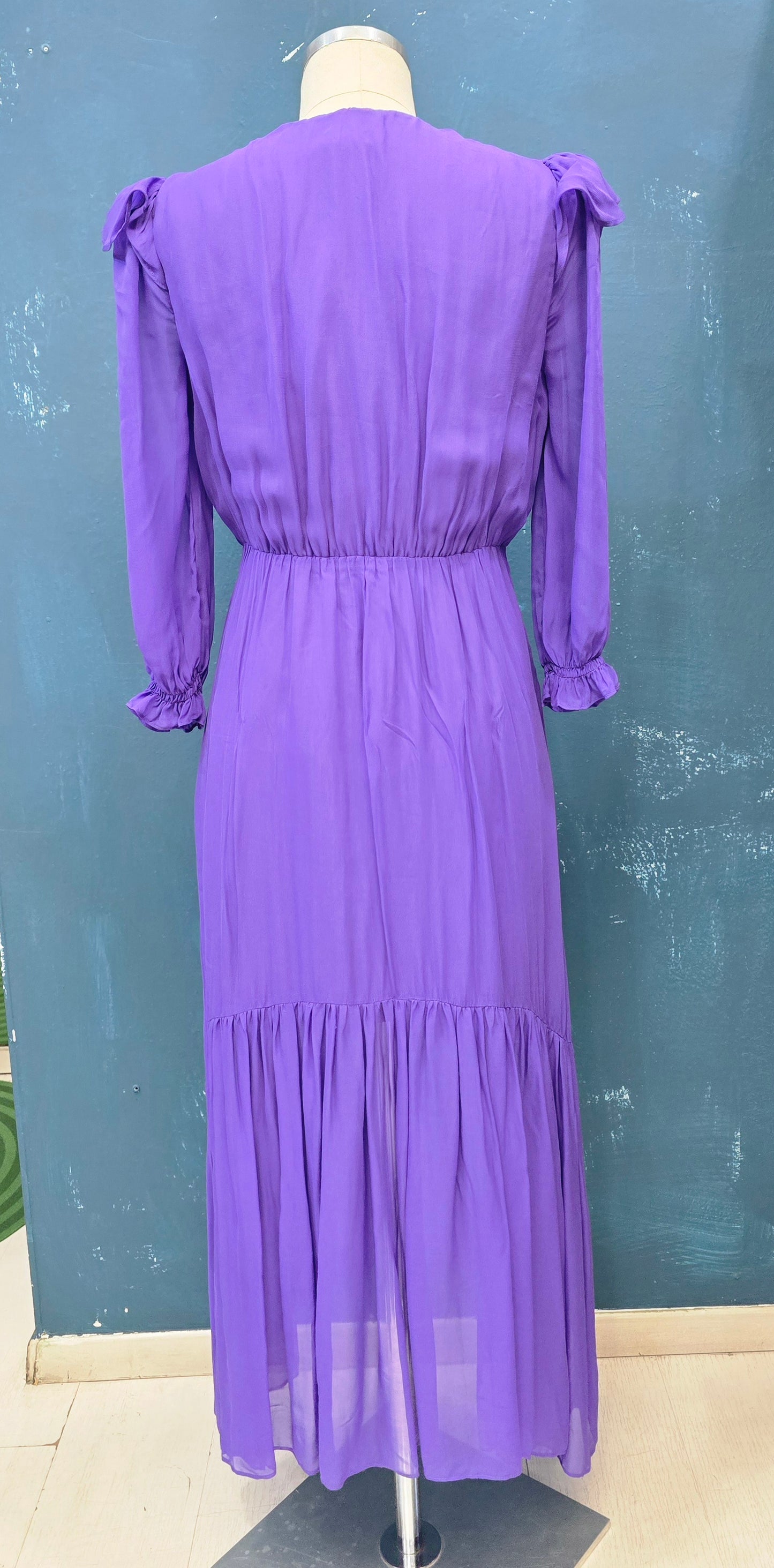 Abito Tessuto Crepe Balza Viola Taglia 42