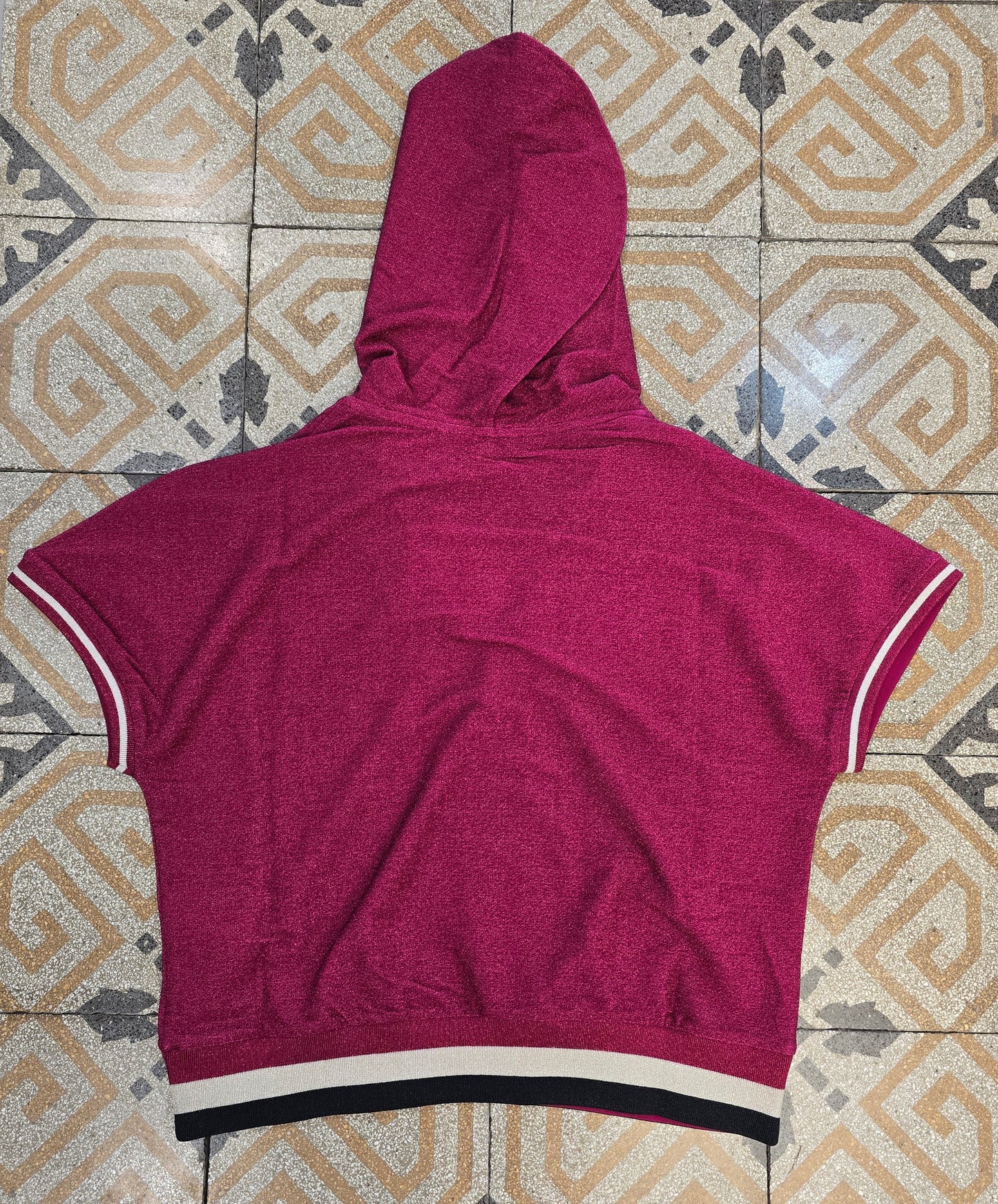 Felpa Lurex Mezze Maniche Incrociata Cappuccio Lampone Taglia 42
