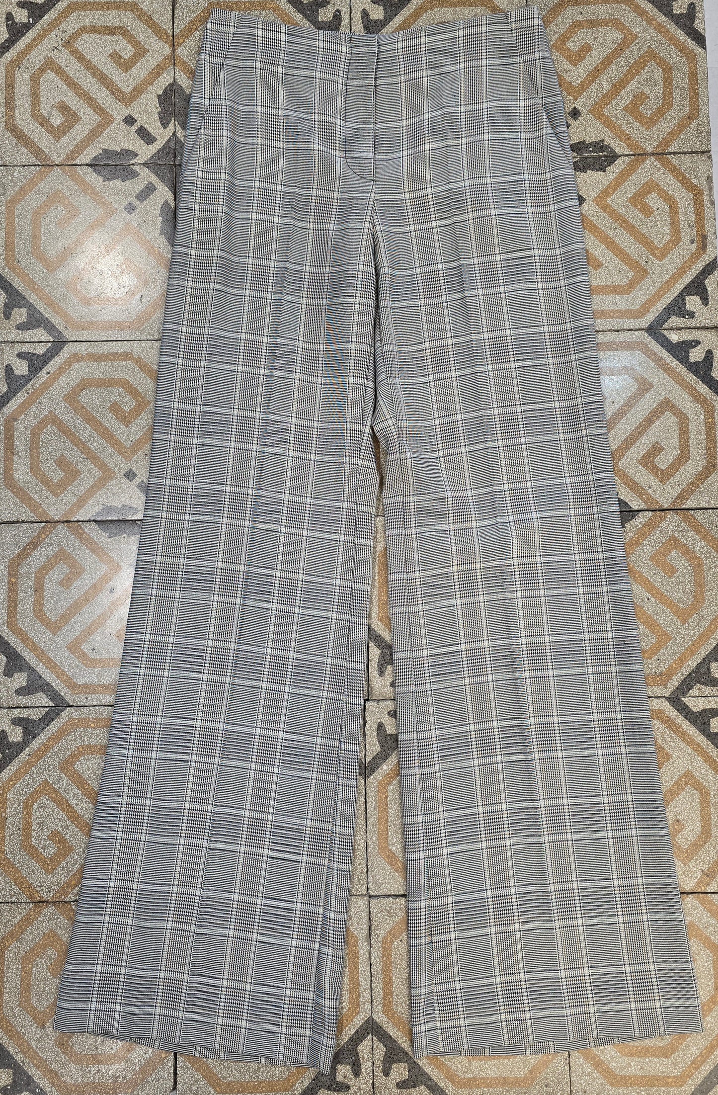 Pantalone Principe Galles Palazzo Plaid Taglia 42