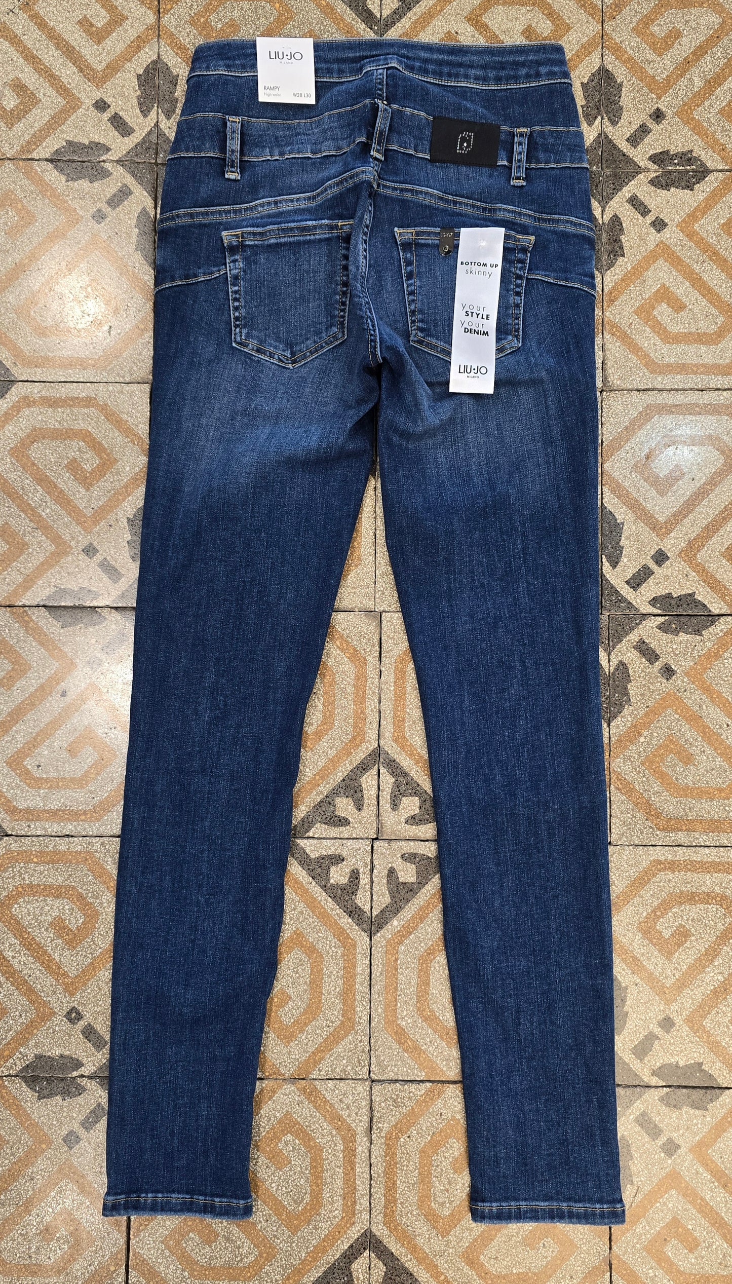 Jeans Elasticizzato Vita Alta Skinny Nero Blu Taglia 42