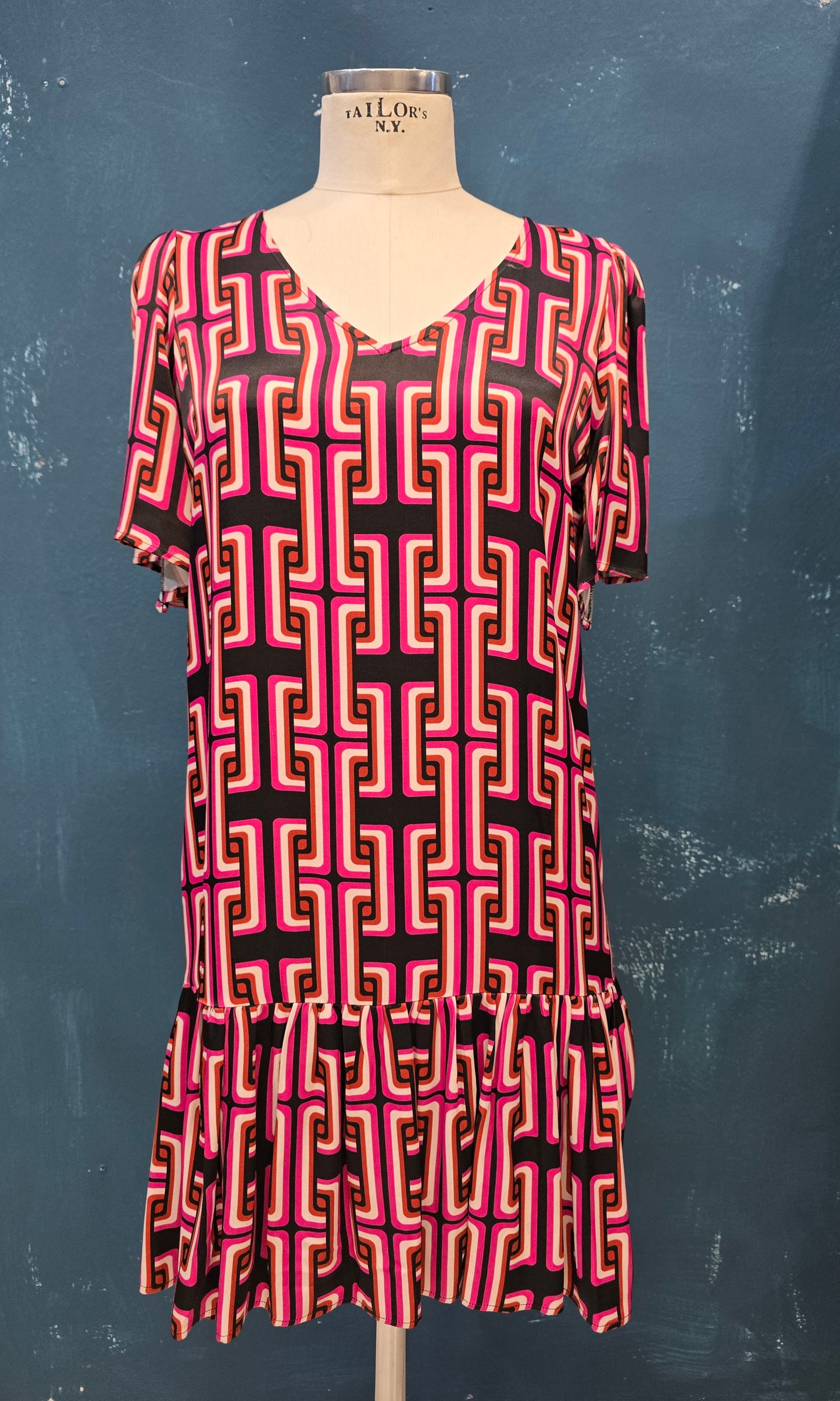 Abito Raso Optical Tunica Mezza Manica Gala Taglia 42