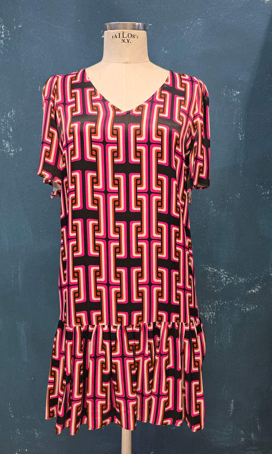 Abito Raso Optical Tunica Mezza Manica Gala Taglia 42