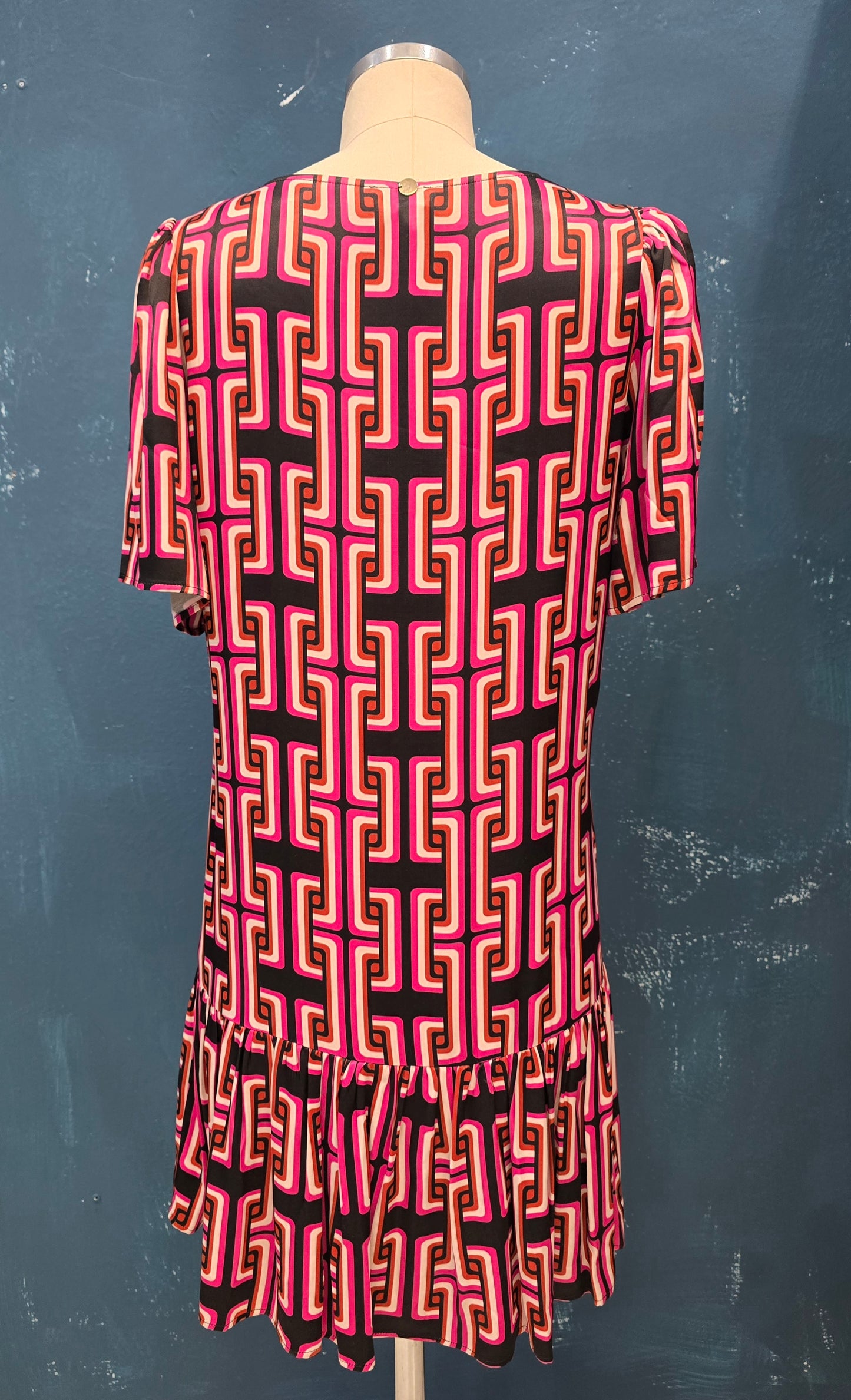 Abito Raso Optical Tunica Mezza Manica Gala Taglia 42