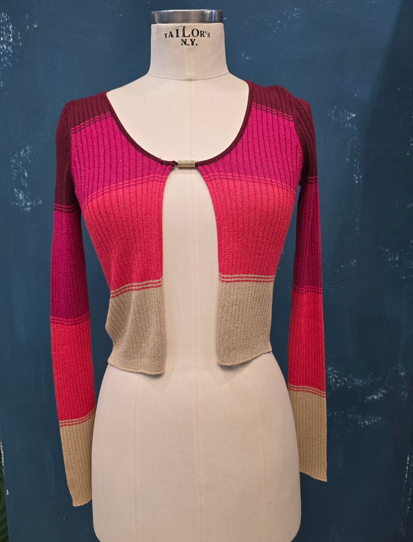 Maglia Corta Coste Semiaperta Rigata Taglia 42