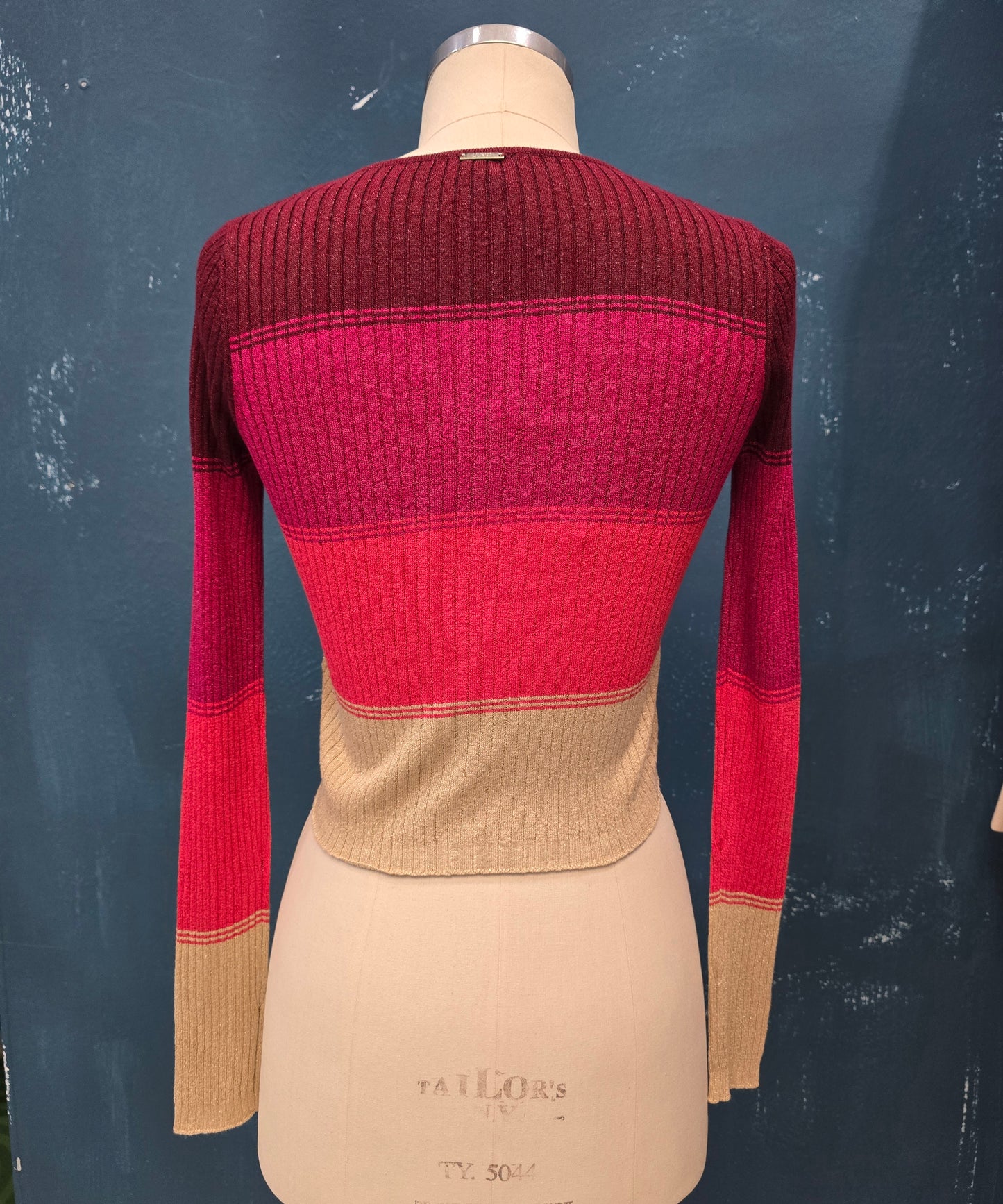 Maglia Corta Coste Semiaperta Rigata Taglia 42