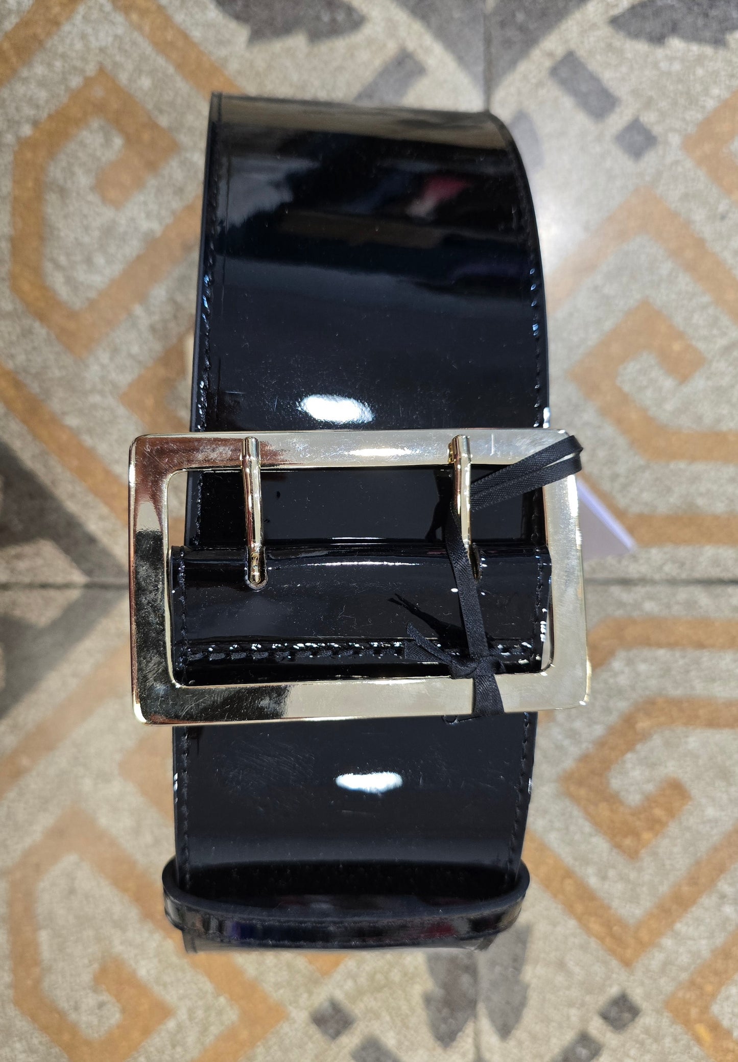 Cintura Ecopelle Lucida Nera Alto Taglia Unica