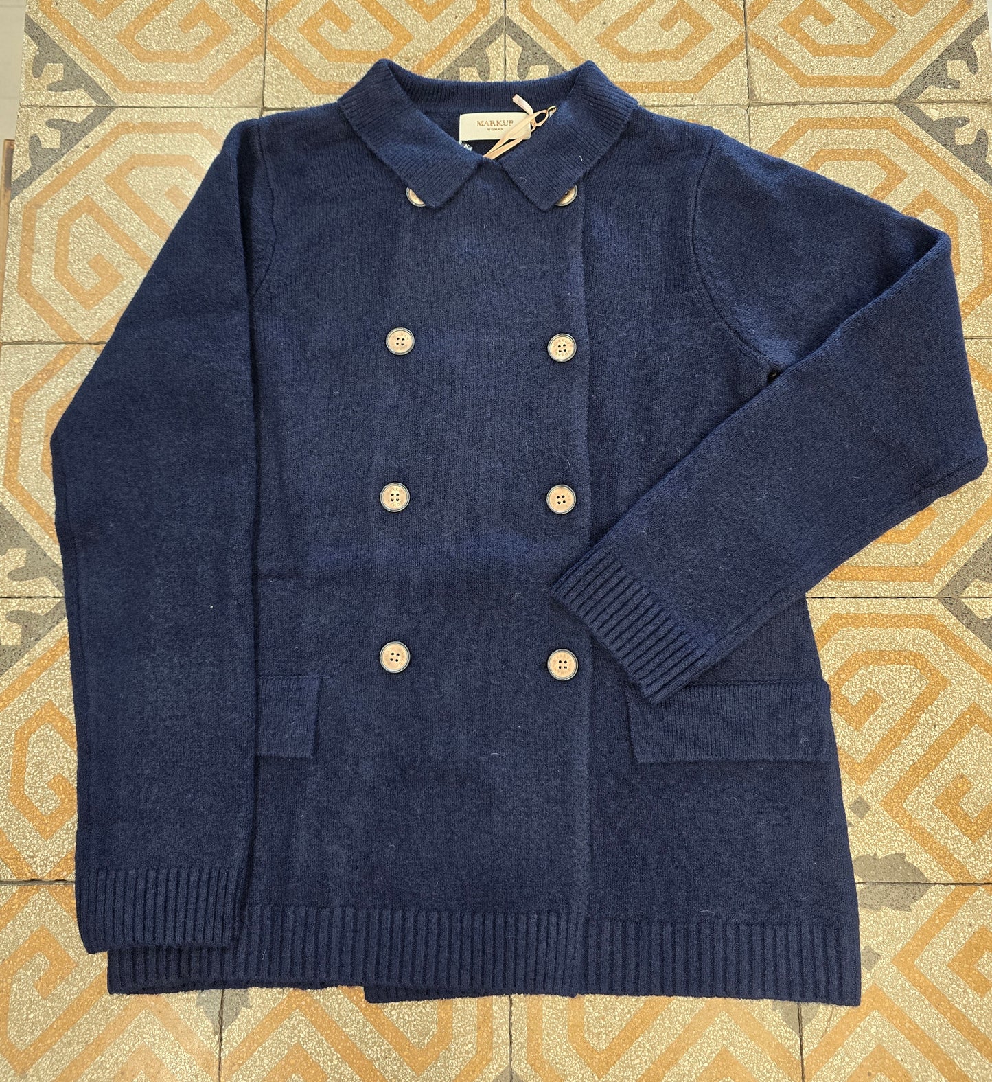 Cappotto Maglia Doppiopetto Blu