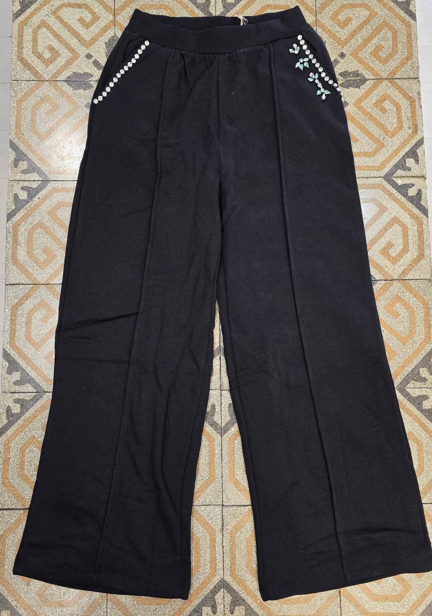 Pantafelpa Cotone Felpato Pietre Tasche Palazzo