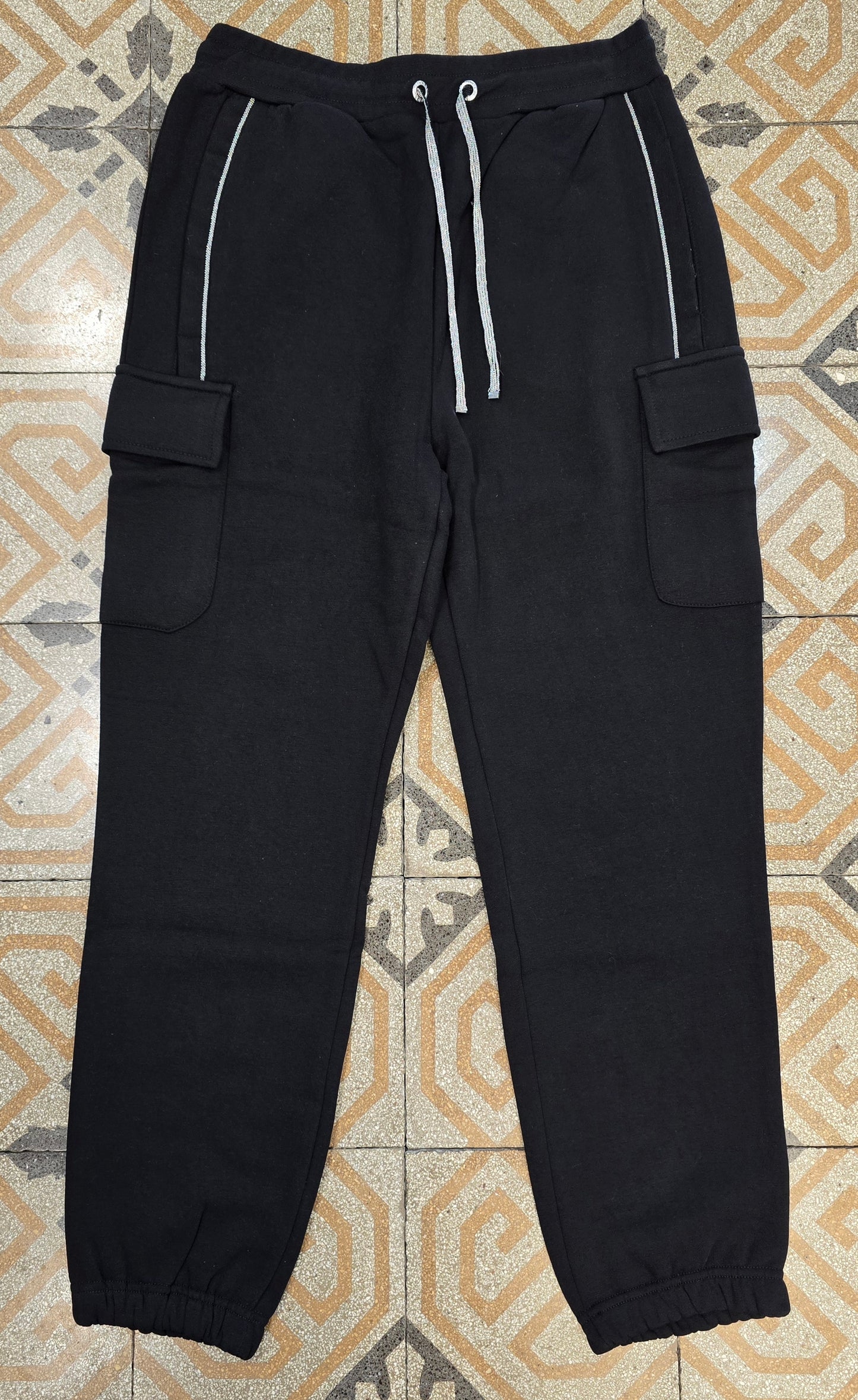 Pantafelpa Cargo Tasche Laterali Elastico Fondo Nero