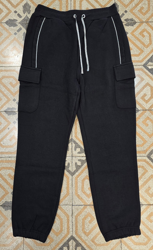 Pantafelpa Cargo Tasche Laterali Elastico Fondo Nero