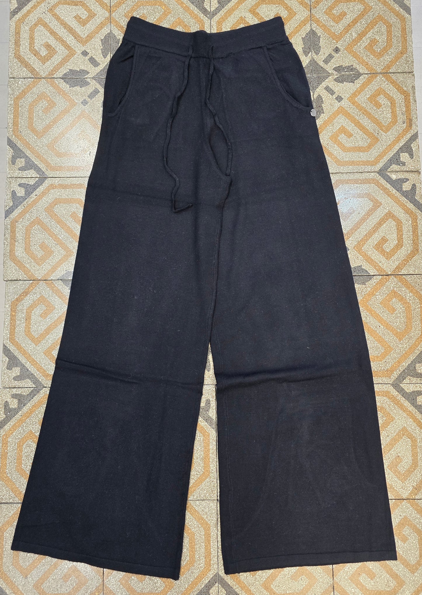 Pantalone Maglia Viscosa Mano Calda Coulisse Palazzo