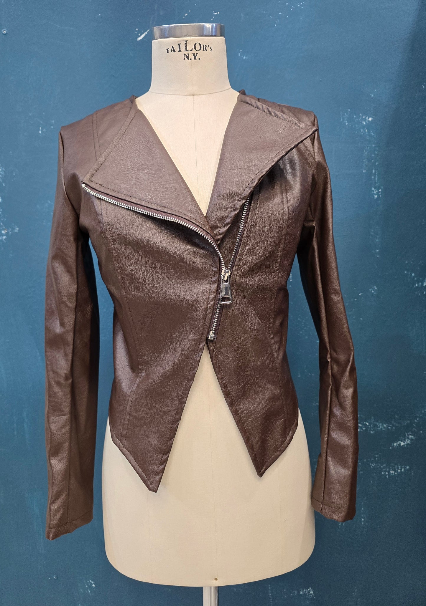 Chiodo Corto Ecopelle Marrone Taglia Unica