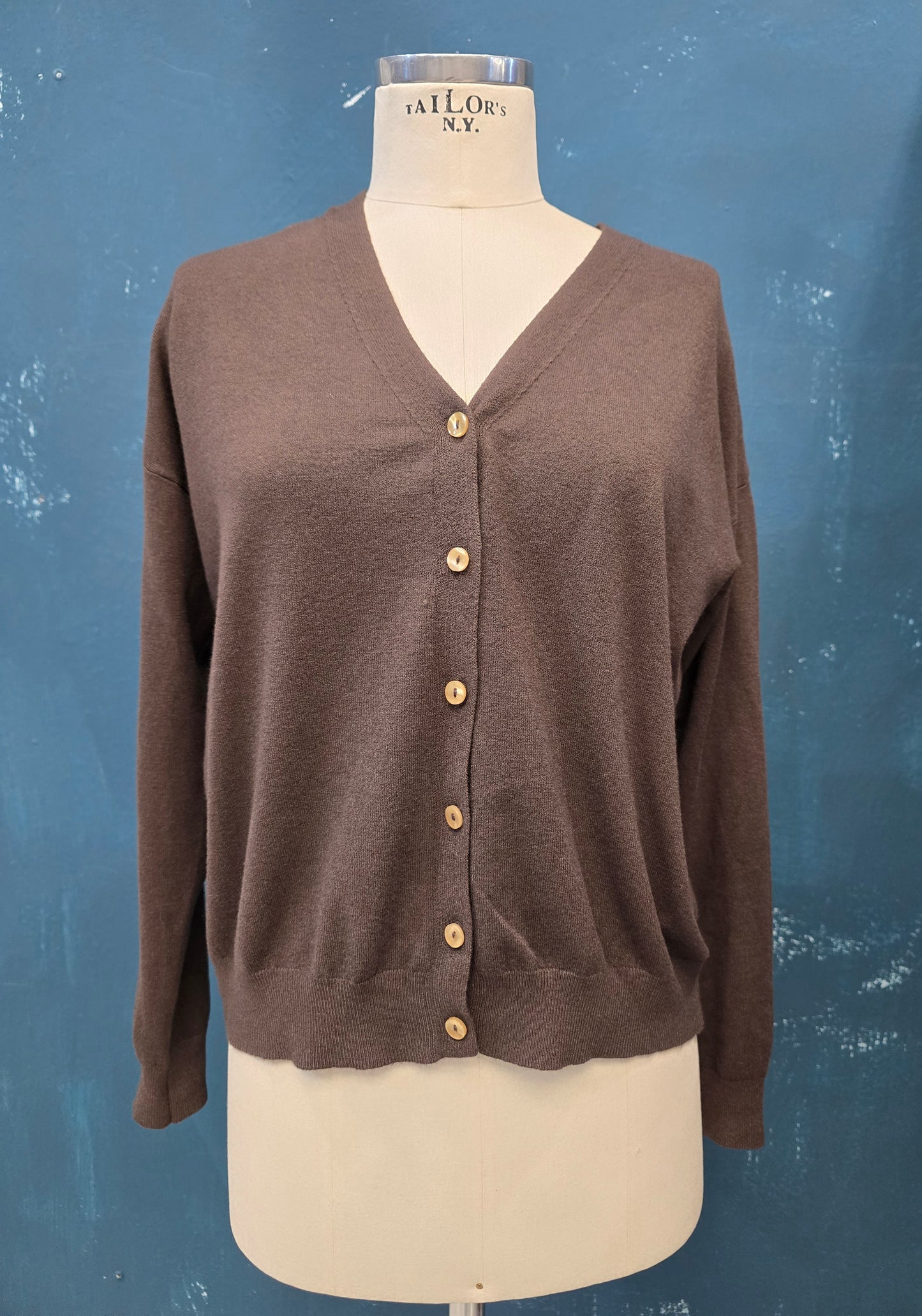 Cardigan Viscosa Mano Calda Abbottonato Scollo V