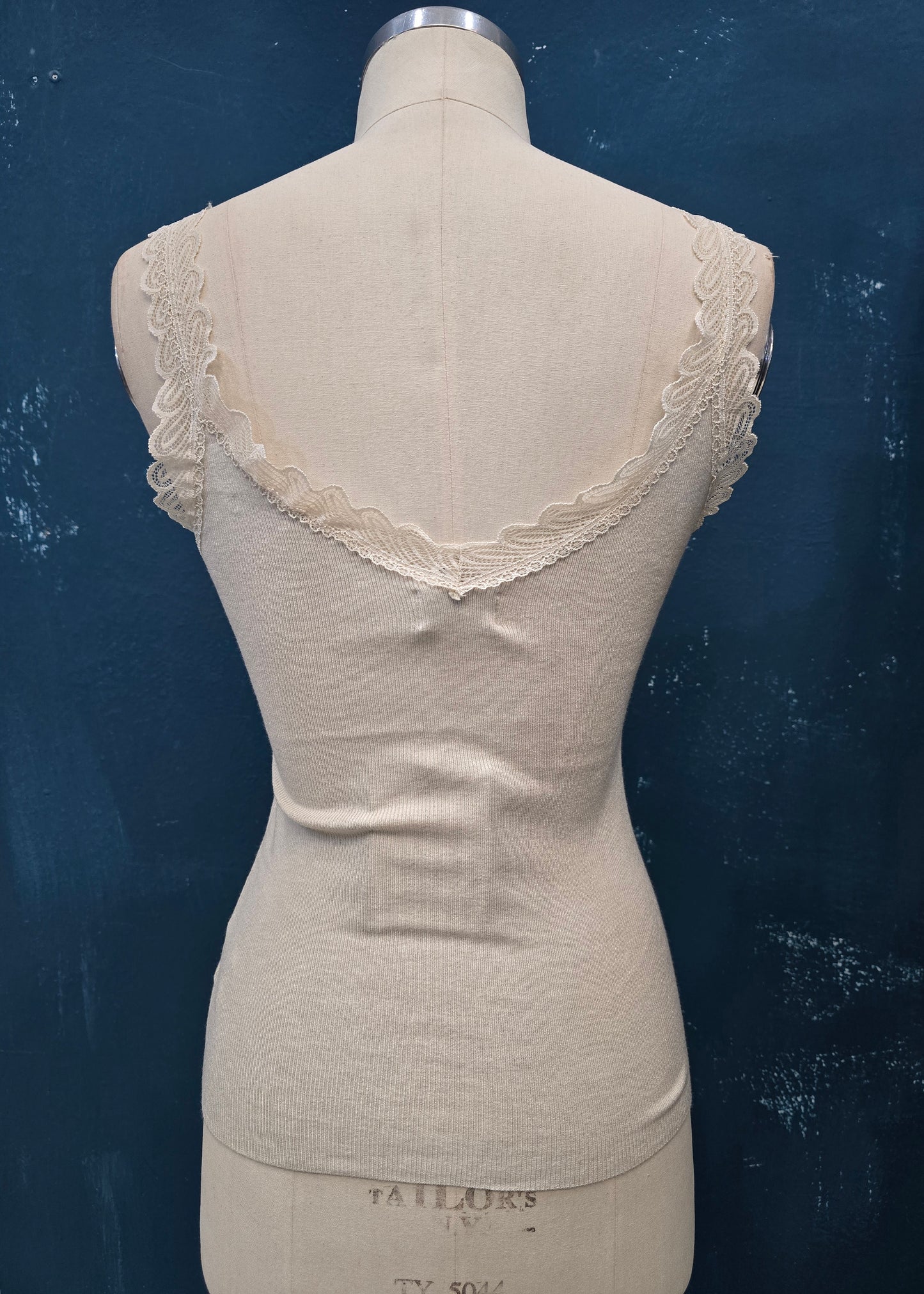 Canotta 50% Viscosa Costine Spallini Pizzo Scollatura