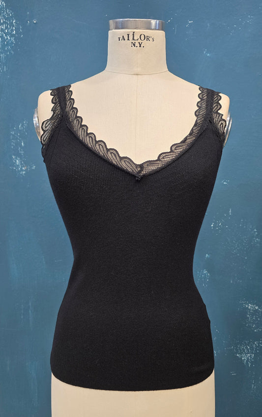 Canotta 50% Viscosa Costine Spallini Pizzo Scollatura