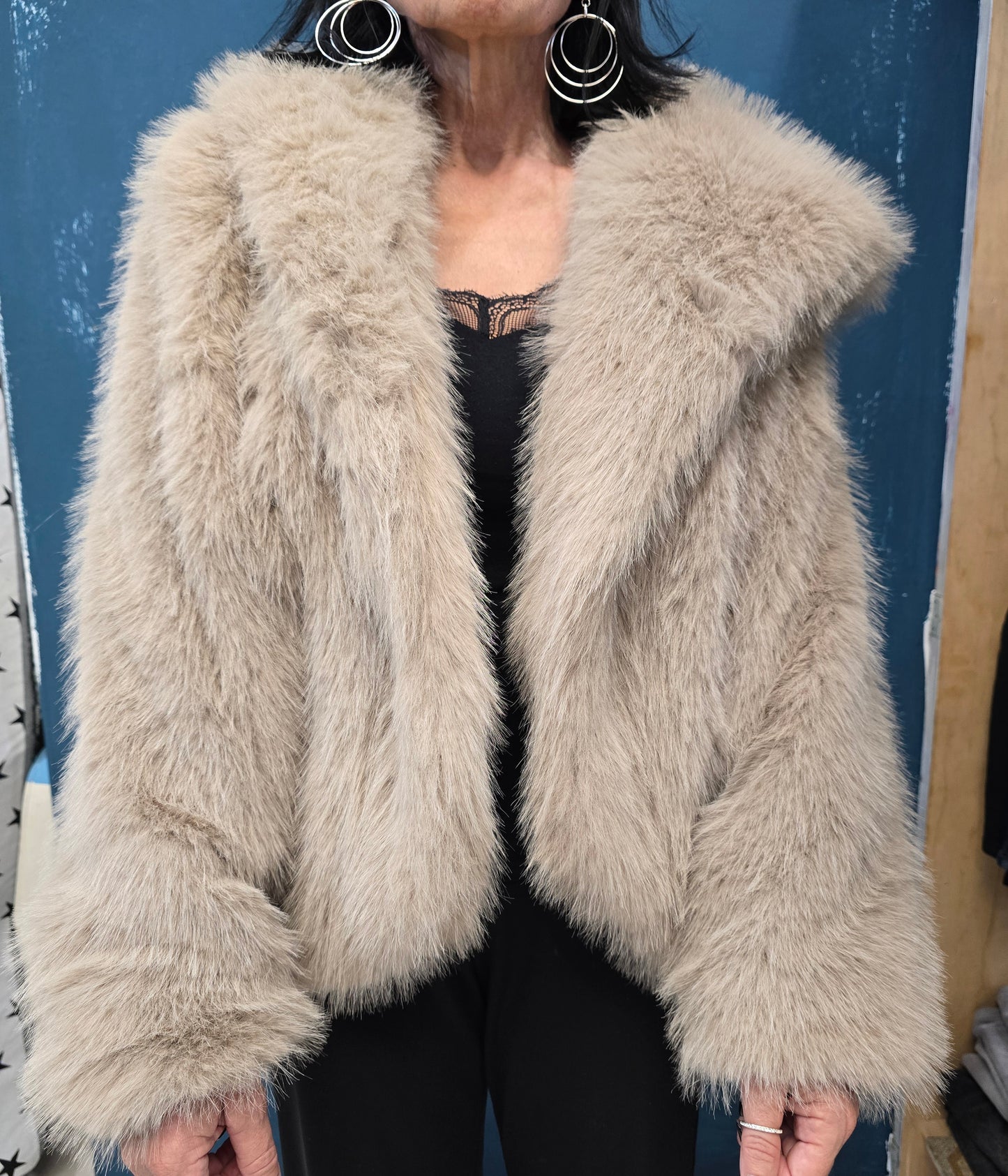 Pelliccia Ecologica Media Cappuccio Gancio Taglia Unica