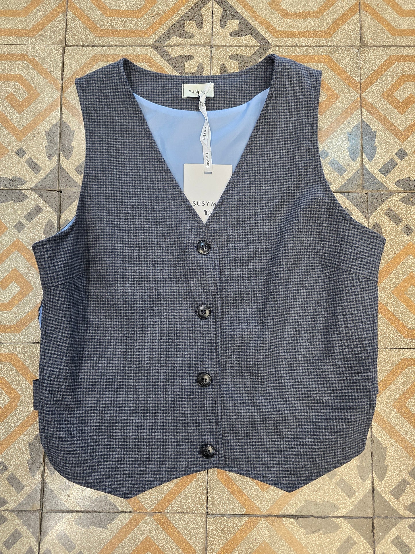 Gilet Fantasia Check Bottoni