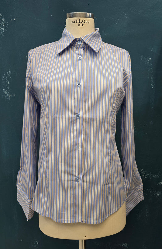 Camicia Cotone Rigato Celeste Appoggiata