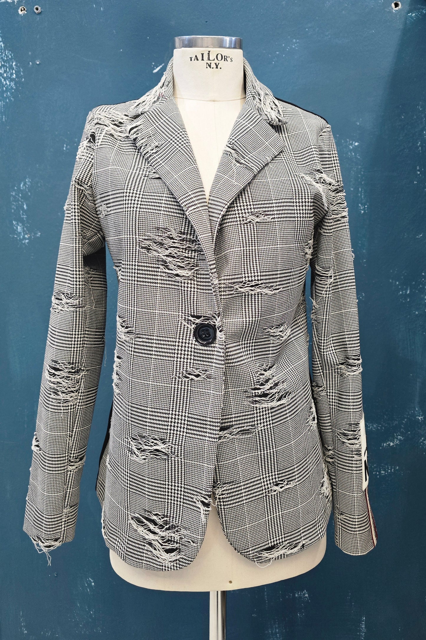 Giacca Doppio Tessuto Punto Milano Check Sfrangiature