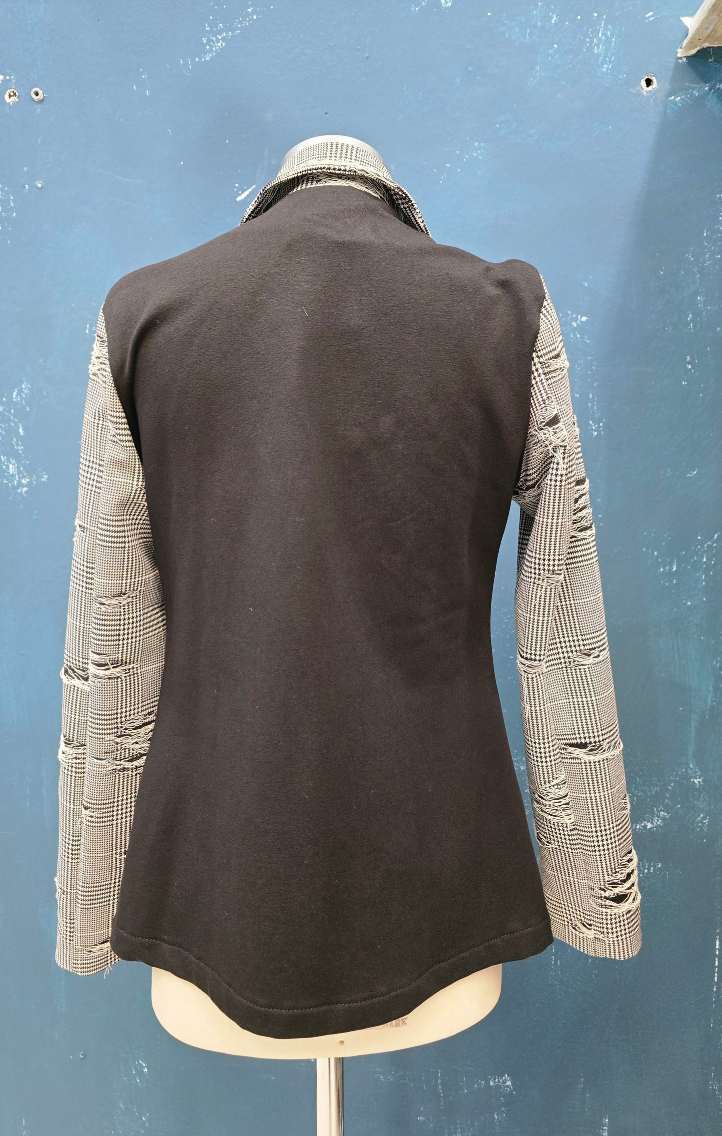 Giacca Doppio Tessuto Punto Milano Check Sfrangiature