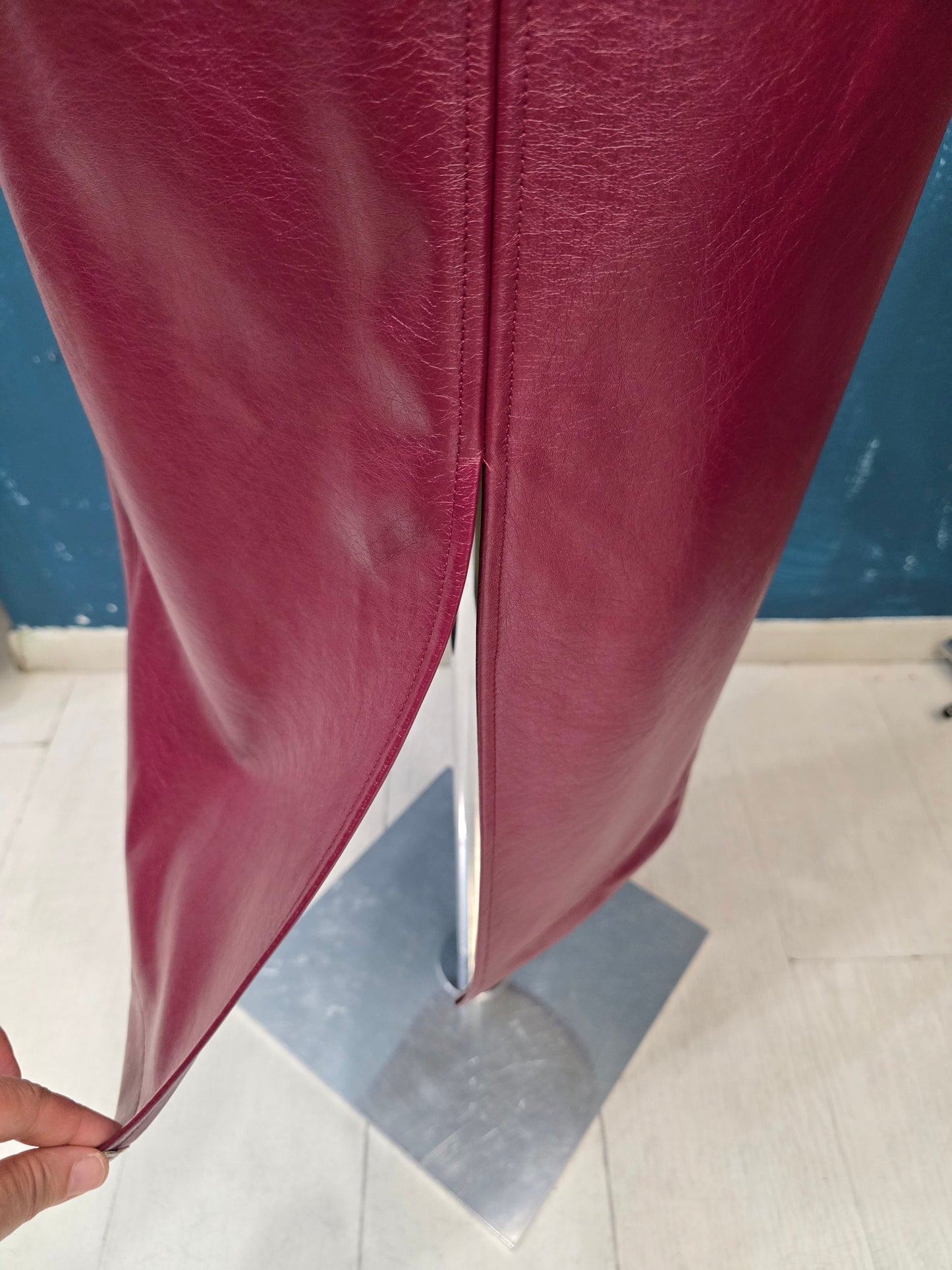 Gonna Ecopelle Longuette Spacco Dietro Taglia Unica